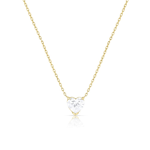 1.01 carat heart shape diamond set in 14k yellow gold, 18 inch chain length <span class='visuallyhidden'>Call, text 323-404-2959 for shop help.</span>